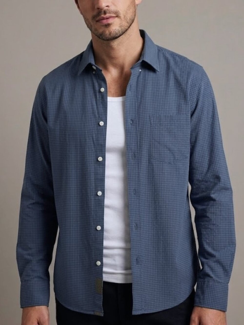 Billy Reid Cotton Linen Button Down Shirt Blue Plaid Checkered Size Small